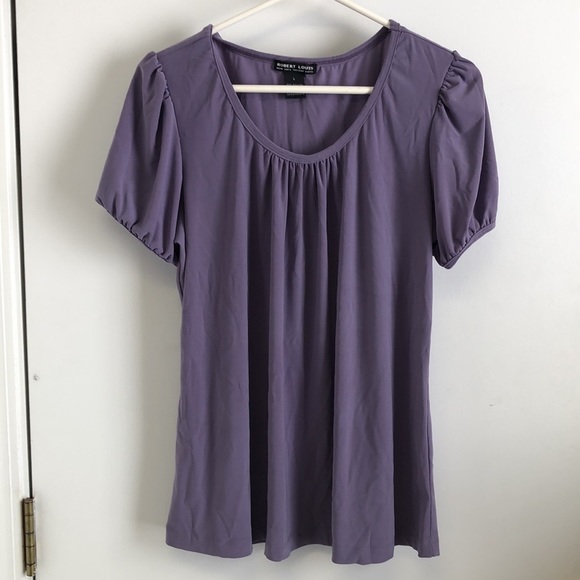 ROBERT Lewis Purple Blouse Size Large T241 - Picture 2 of 7